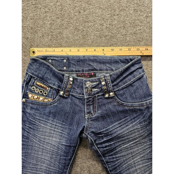 Vintage Playboy Jeans Womens Size 3/4 Embellished Bling Skinny Jeans - Picture 11 of 16